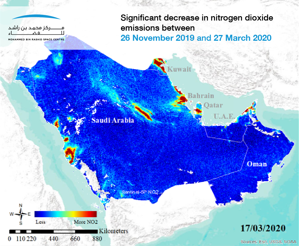 MBRSC releases image showing decline of NO2 in GCC